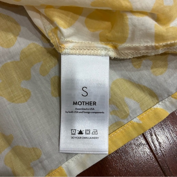 MOTHER THE SUNBURST COTTON LEOPARD FLORAL PRINT TOP. MADE IN USA. SZ S yellow - Picture 9 of 11